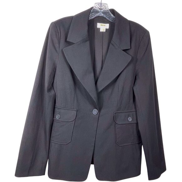 Anthropologie Jackets & Blazers - Anthropologie MAEVE Blazer Size 10 Single Breasted One Button Flap Pockets Black